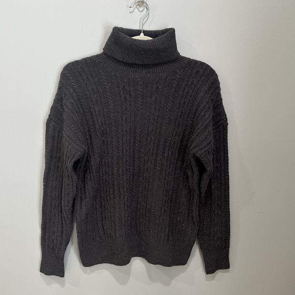 Belldini Gray Shimmer Sparkle Cable Knit Turtleneck Sweater Women Size Small NWT - Picture 1 of 6
